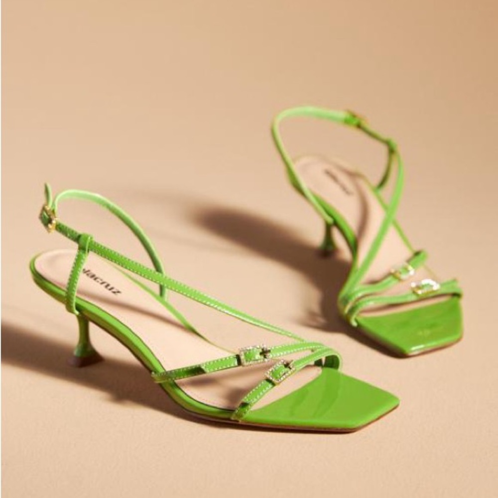 NWT Anthropologie Lola Cruz Asymmetrical Buckle‎ Heels - 38